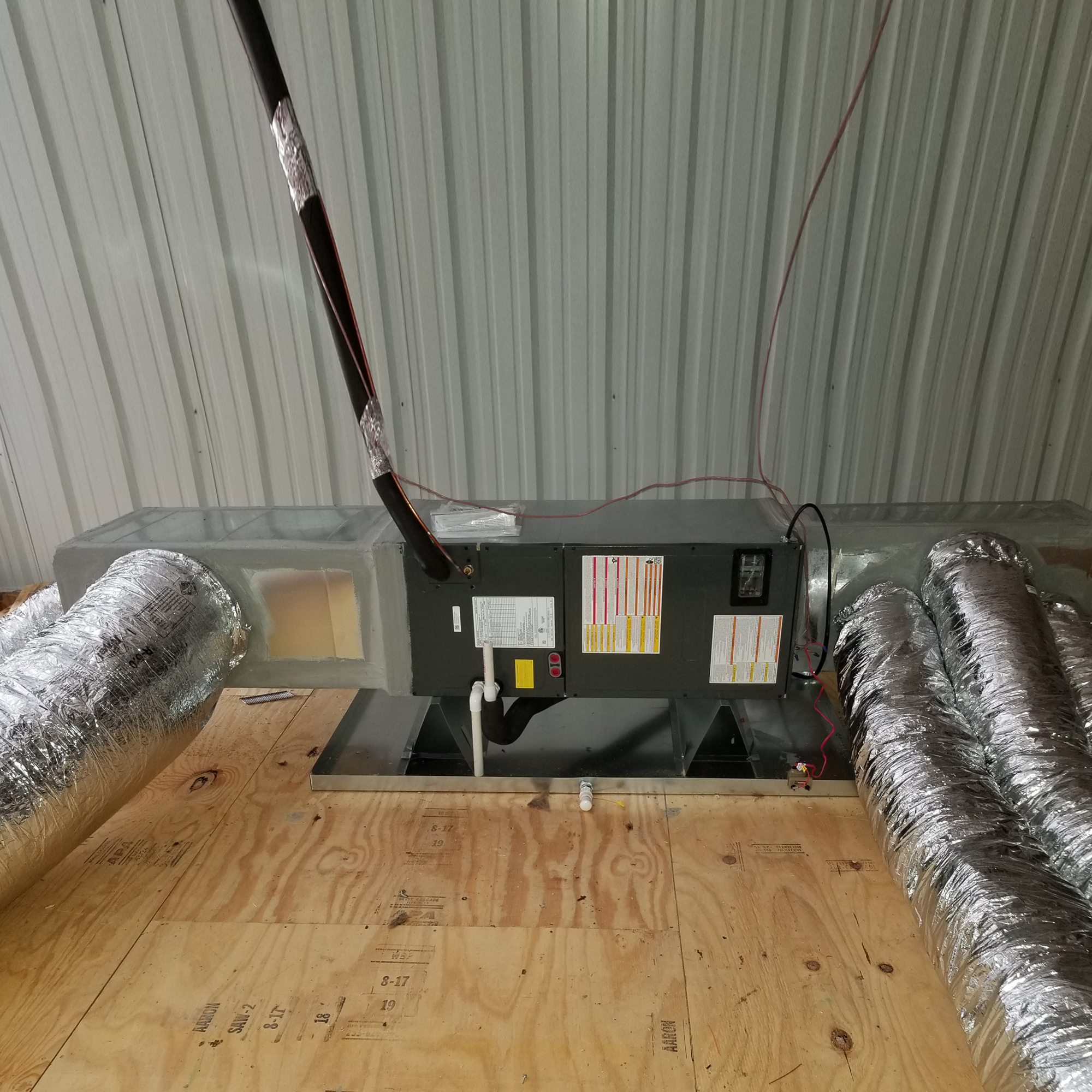 A view of the inside of an air handler.